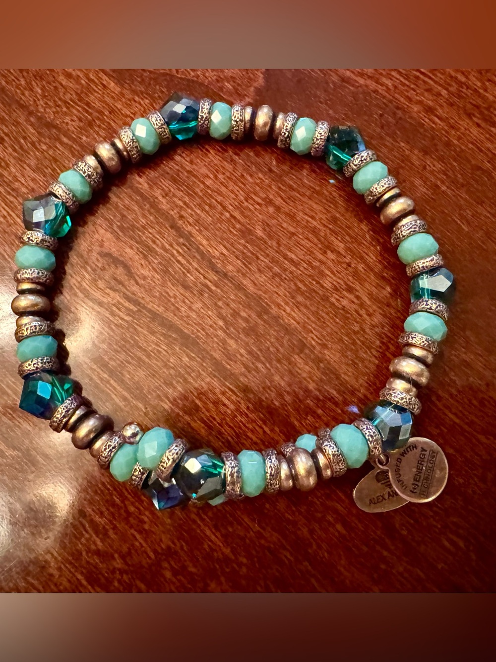 Alex and Ani Bracelet Wrap Bracelet in Turquoise and Gold - Picture 7 of 8